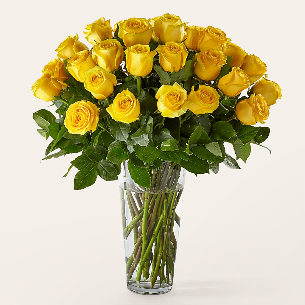 Long Stem Yellow Rose Bouquet – Fleuriste East Angus Et Maison Du Cadeau, East Angus PQ