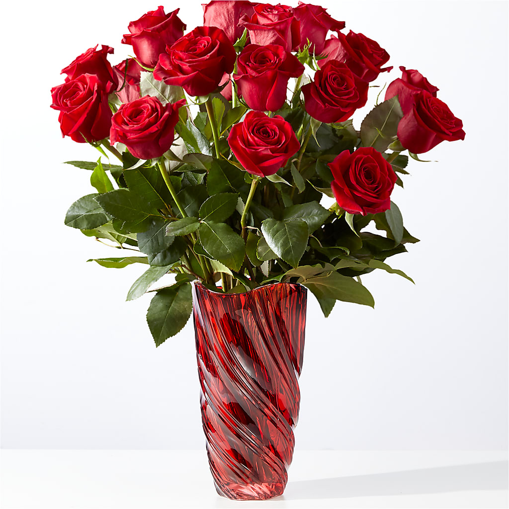 Classic Love Red Rose Bouquet with Luxe Swirl Vase – Fleuriste East Angus Et Maison Du Cadeau, East Angus PQ
