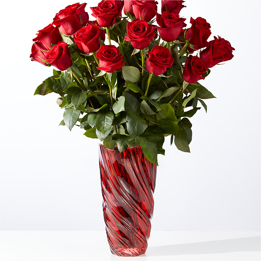 Classic Love Red Rose Bouquet with Luxe Swirl Vase – Fleuriste East Angus Et Maison Du Cadeau, East Angus PQ
