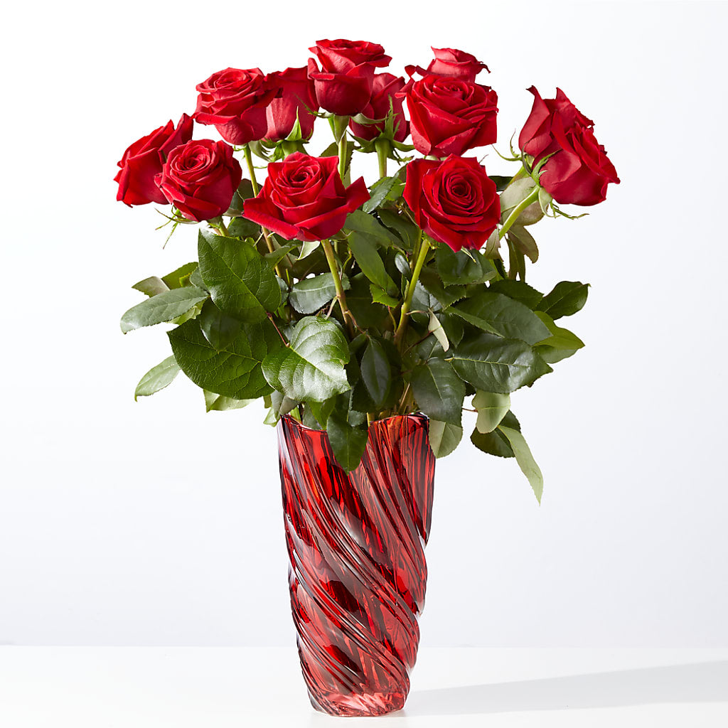 Classic Love Red Rose Bouquet with Luxe Swirl Vase – Fleuriste East Angus Et Maison Du Cadeau, East Angus PQ