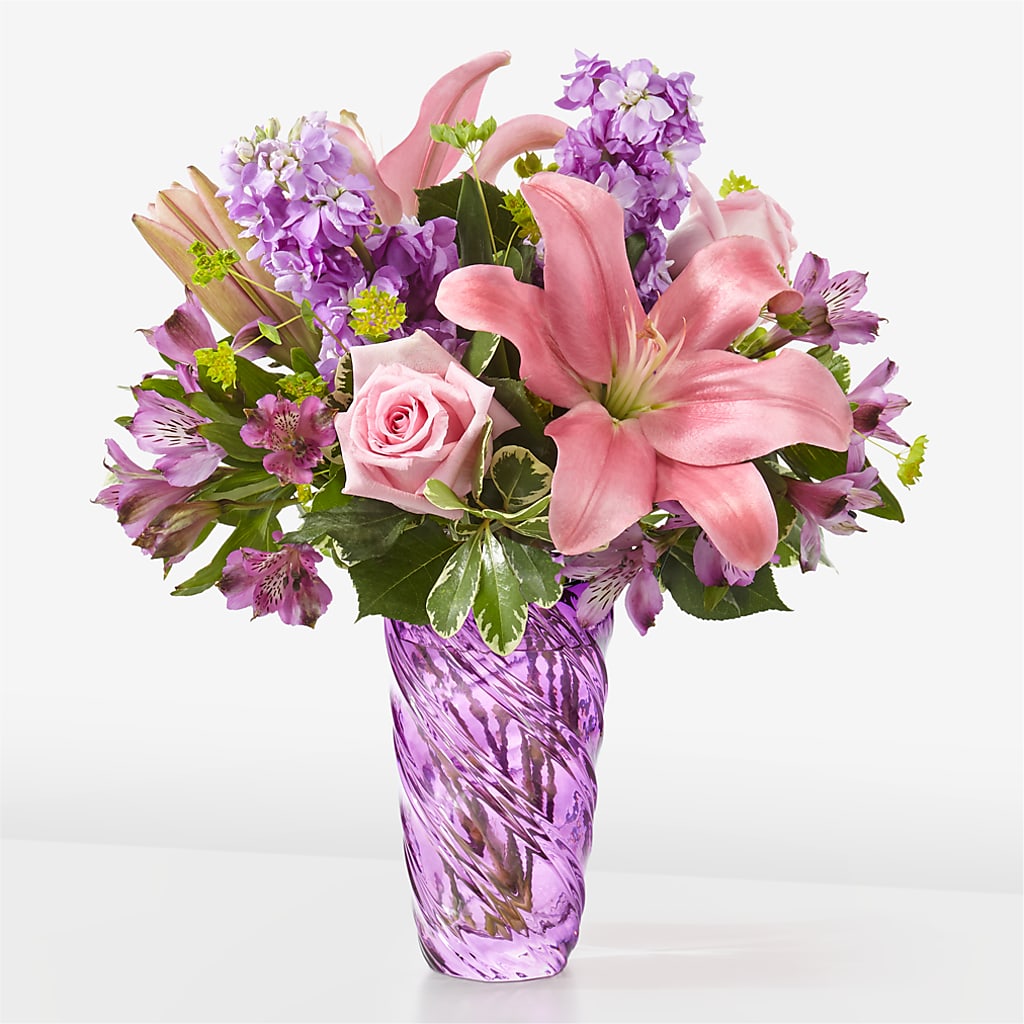 Precious Petals Bouquet with Luxe Swirl Vase – Fleuriste East Angus Et Maison Du Cadeau, East Angus PQ