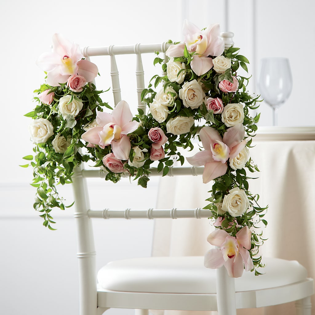 Decoración para Silla Rosas Orquídeas
